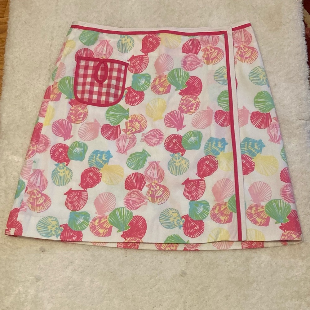 Lilly Pulitzer seashell print Vintage Wrap Skirt in Pink & Pastels size 8